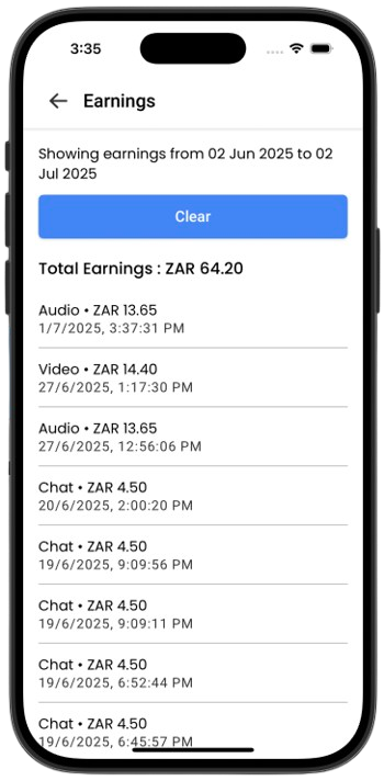 Transaction History Screen